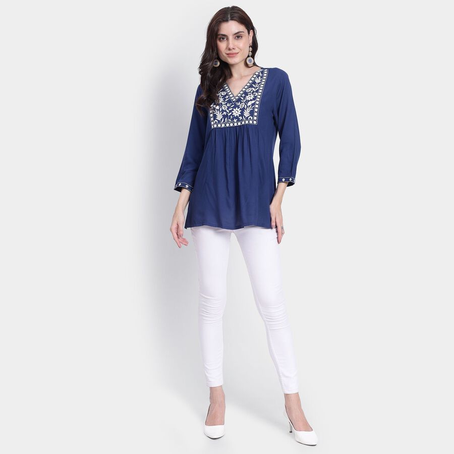 Ladies' Kurti, नेवी ब्लू, large image number null