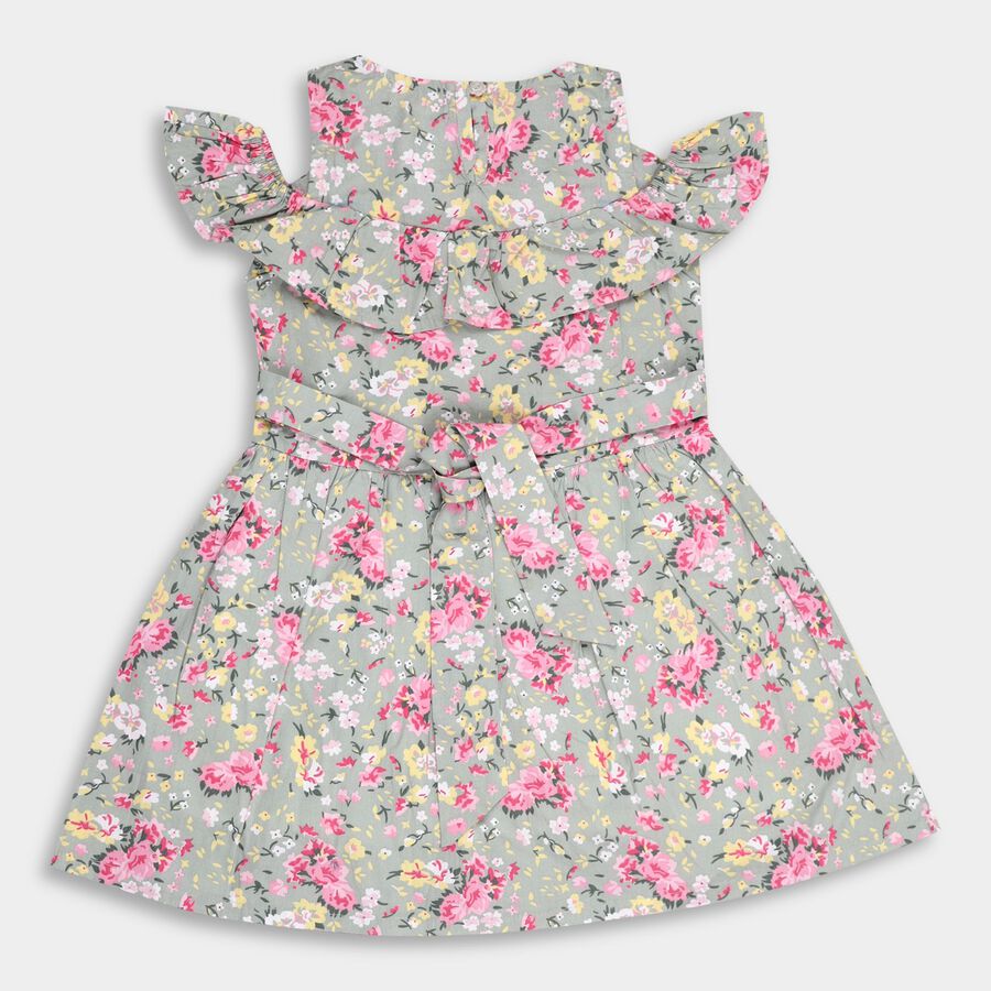 Girls' 100% Cotton Frock, Light Green, large image number null