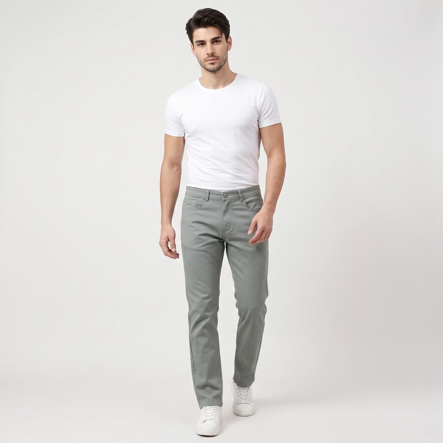 Men's Light Green Slim Fit Solid Jeans, Light Green, large