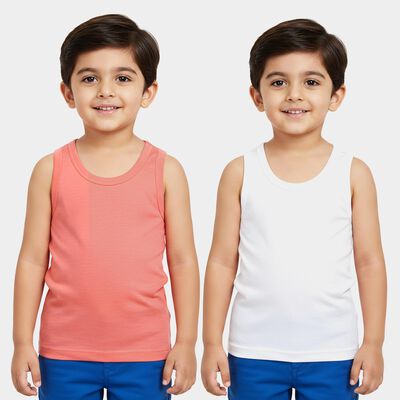 Boys Coral Cotton Round Neck Waistcoat Vest