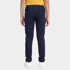 Boys Navy Blue Slim Fit Drawstring Waist Jeans, मध्यम नीला, small