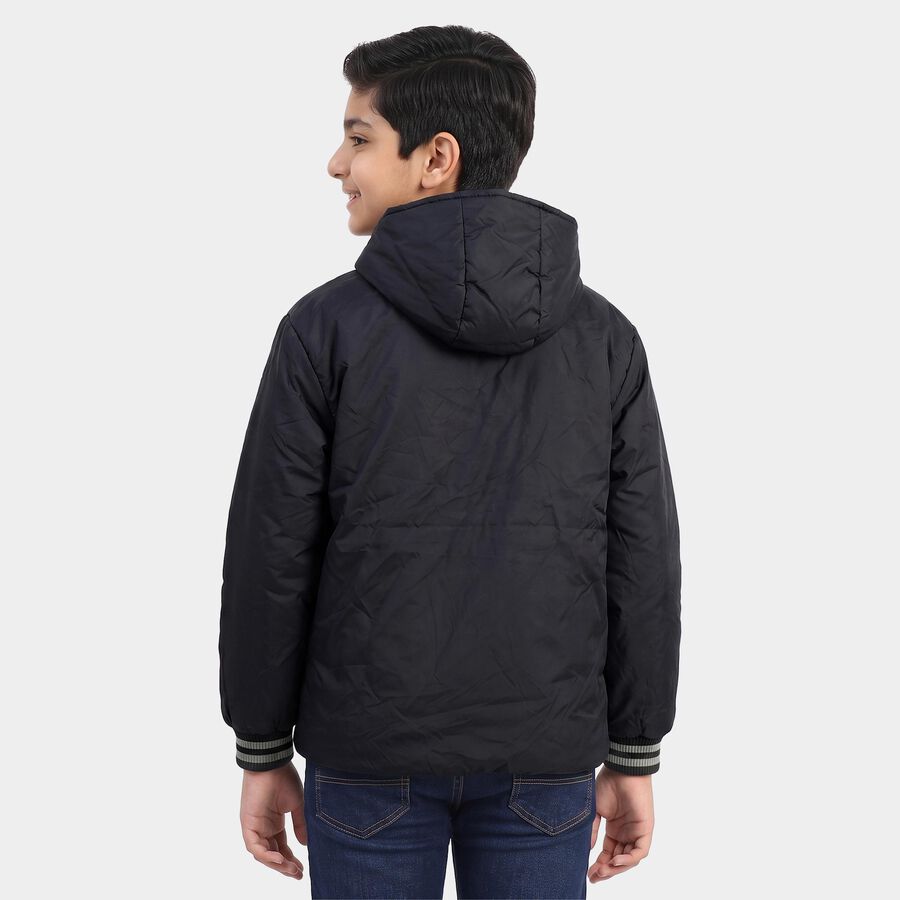 Boys Navy Blue Hooded Windbreaker Jacket, नेवी ब्लू, large