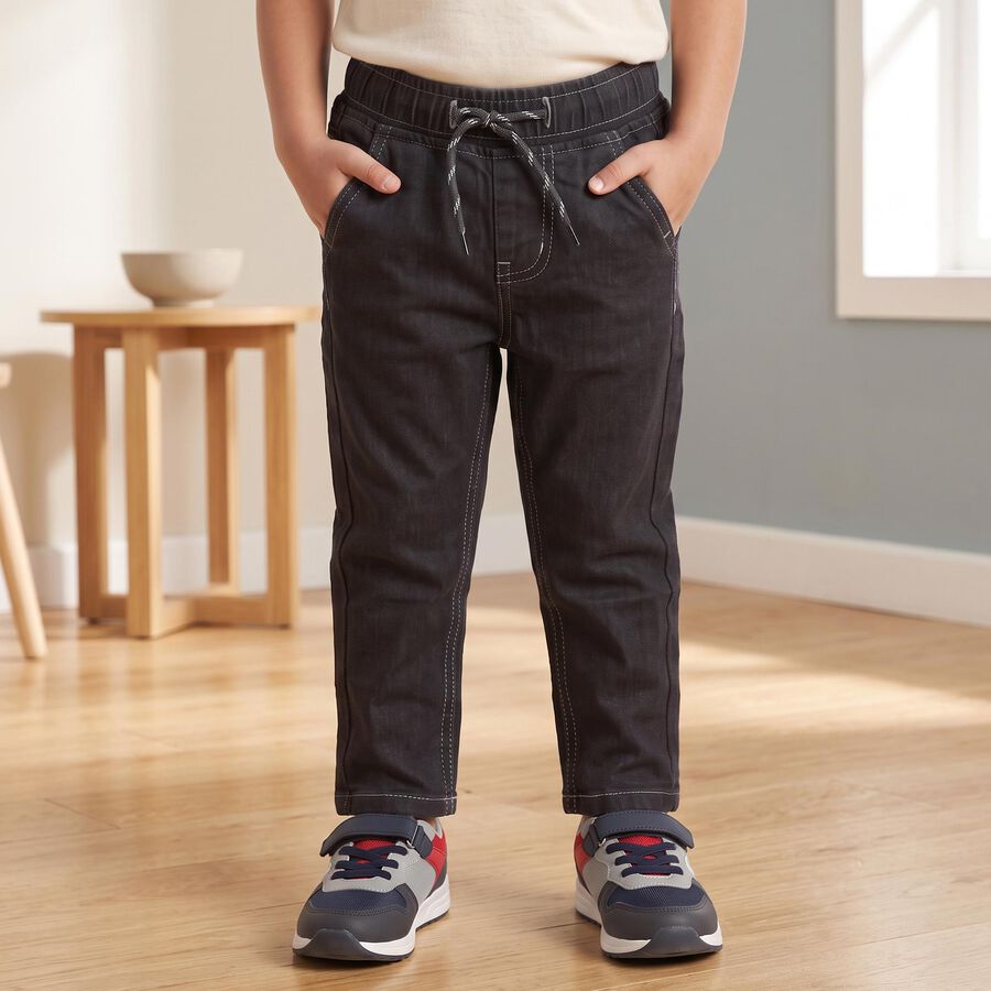 Boys' Light Grey Drawstring Jeans, हल्का ग्रे, large