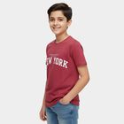 Boys' Pink Round Neck Casual T-Shirt, गुलाबी, small