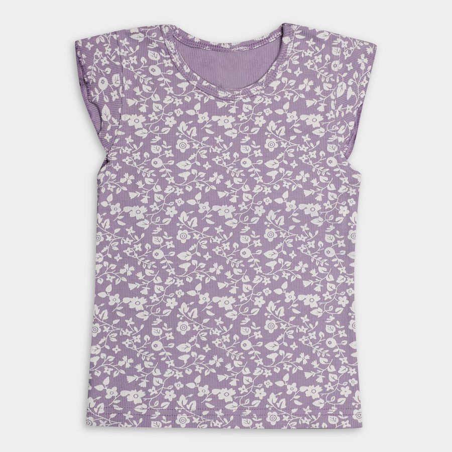 Girls' Soft Lavender Purple Round Neck Sleeveless T-Shirt, Lilac, large image number null