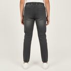 Boys' Charcoal Black Slim Fit Elastic Waist Jeans, हल्का ग्रे, small image number null