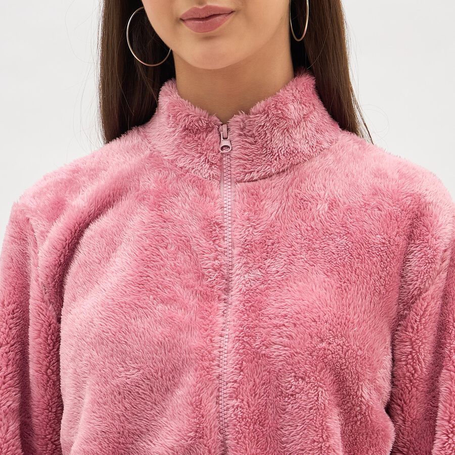 Women's Dusty Pink High Neck Casual Sweatshirt, गुलाबी, large image number null