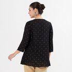 Women's Black Round Neck Embroidered Kurti, काला, small