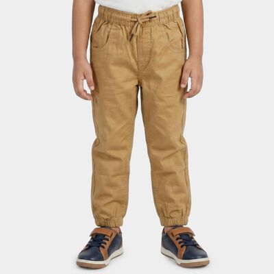 Boys' Khaki Regular Fit Cotton Trousers