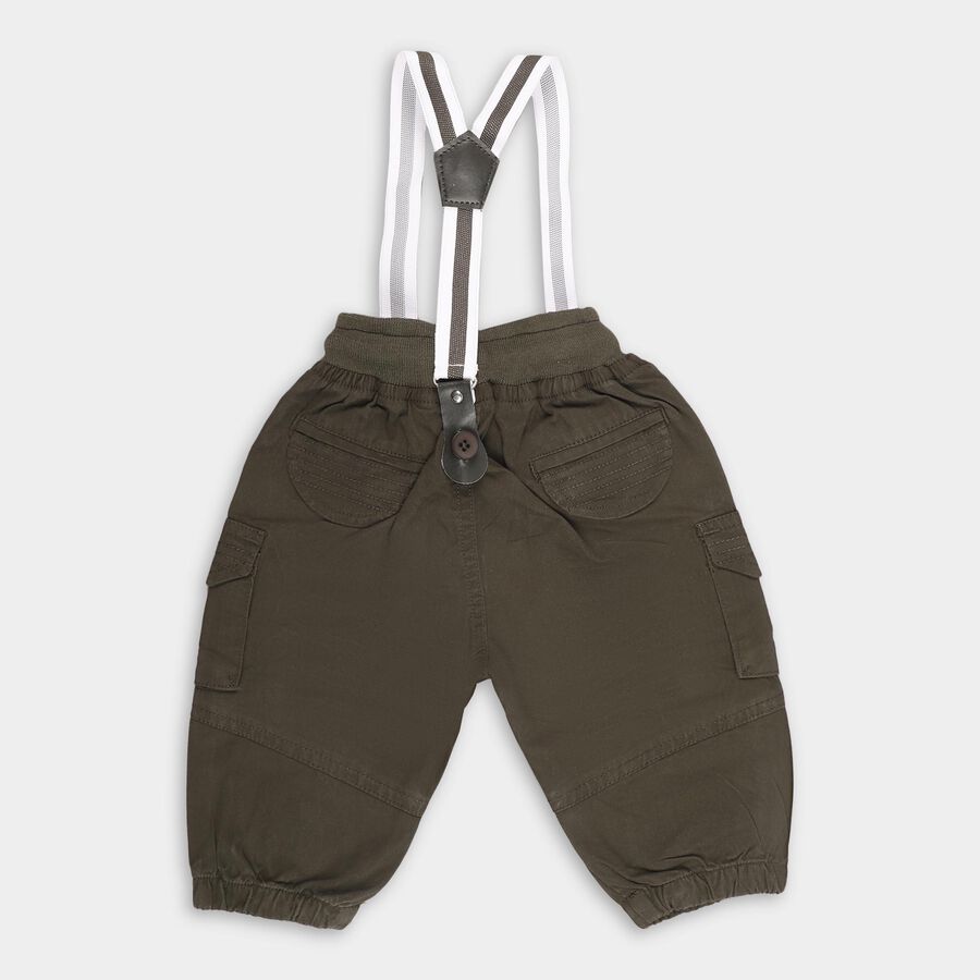 Infants' Dark Olive Green Jogger Fit Ribbed Waist Trousers, Olive, large