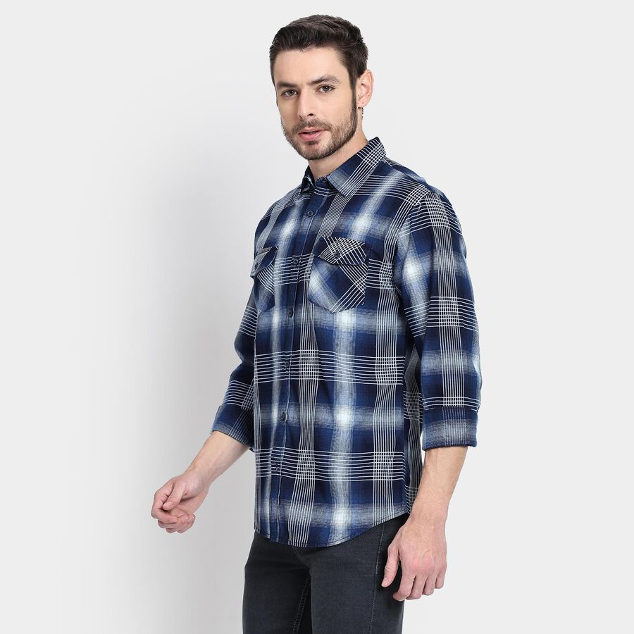 Men's 100% Cotton Casual Shirt , Navy Blue, large image number null