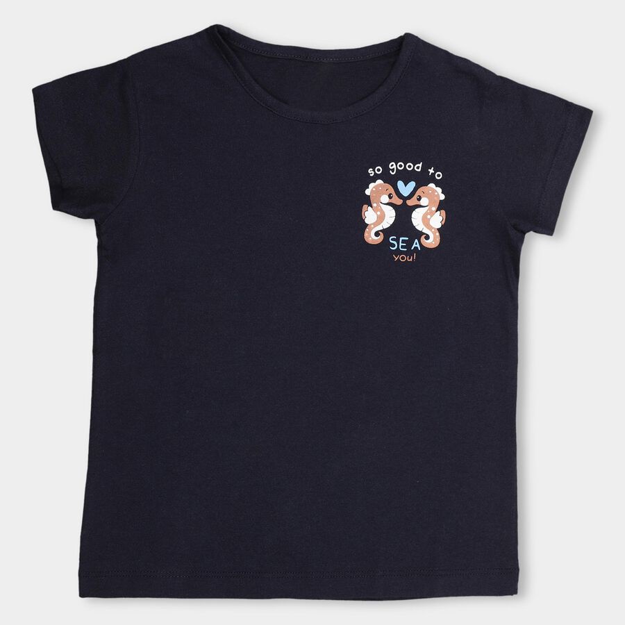 Girls' T-Shirt , Navy Blue, large image number null