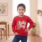 Girls Fuchsia Crew Neck Graphic Print Sweatshirt, Fuchsia, small