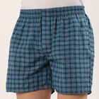 Men's Blue Regular Fit Checked Half Pant, Mid Blue, small