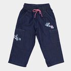 Girls' Deep Navy Cargo Fit Embroidered Jeans, गहरा नीला, small image number null