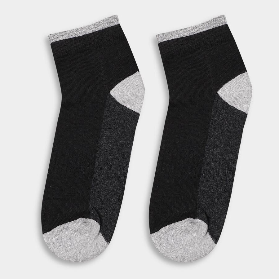 Men's Black and Grey Regular Fit Color-Blocked Pack of 3 Socks, मिश्रित हल्का ग्रे, large image number null