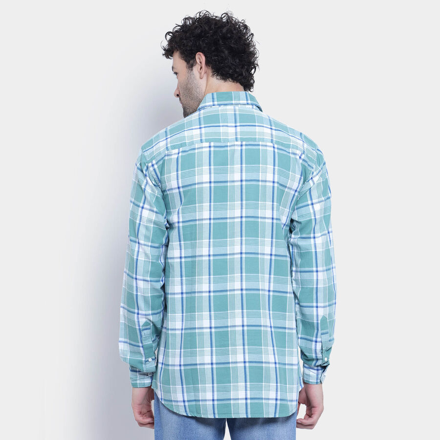 Cotton Checks Casual Shirt, Light Green, large image number null