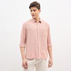 Men's Muted Dusty Pink Cotton Classic Casual Shirt, Peach, small