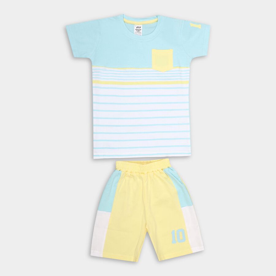 Boys' 100% Cotton Knit Baba Suit , Light Blue, large image number null