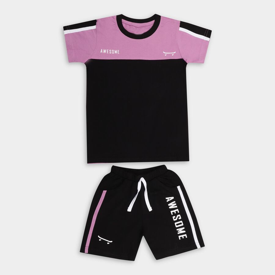 Boys' 100% Cotton Knit Baba Suit , काला, large image number null