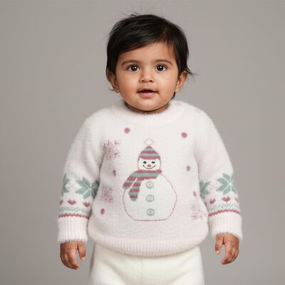 Infants Light Pink Round Neck Casual Pullover