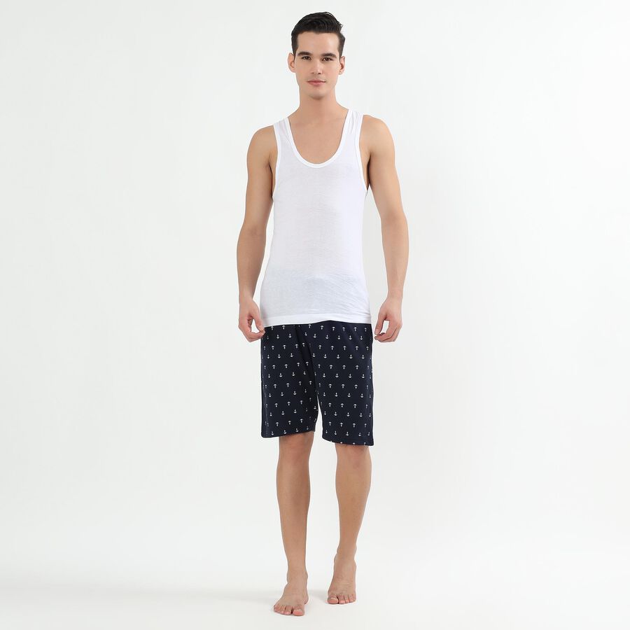 Men's Bright White Cotton Deep Neck Casual Vest, सफ़ेद, large image number null