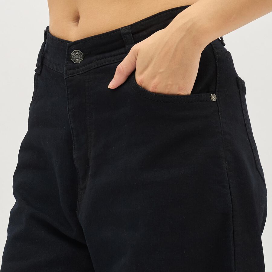 Women's Jet Black Wide-Leg High-Rise Jeans, काला, large image number null