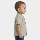 Infants Dark Grey Cotton Half Sleeve Classic Casual Shirt, Dark Grey, small