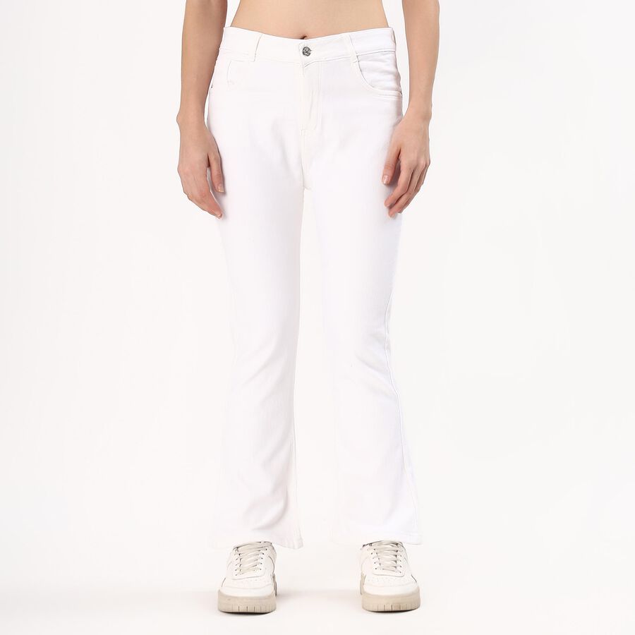 Women's Bright White Bootcut High-Rise Jeans, सफ़ेद, large image number null