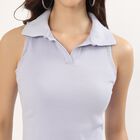 Women's Light Lavender Blue Polo Neck Sleeveless T-Shirt&nbsp;, Light Blue, small