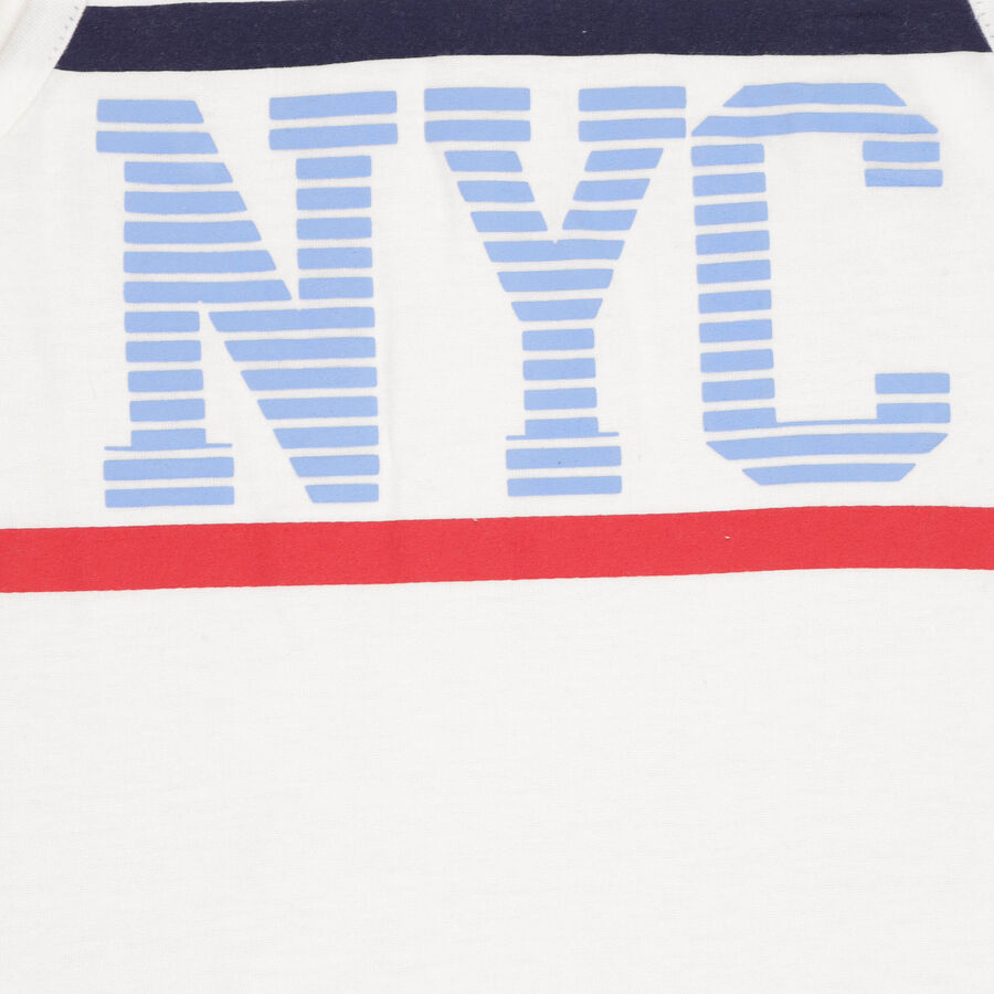 Boys Round Neck T-Shirt, White, large image number null