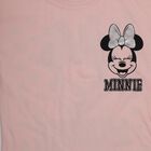 Girls' Pink Cotton Round Neck Minnie Mouse Printed T-Shirt, हल्का गुलाबी, small