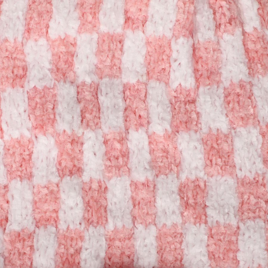 Infants Soft Pink and White Checkered Winter Cap, हल्का गुलाबी, large image number null