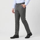 Men's Grey Slim Fit Checked Formal Trousers, Dark Grey, small