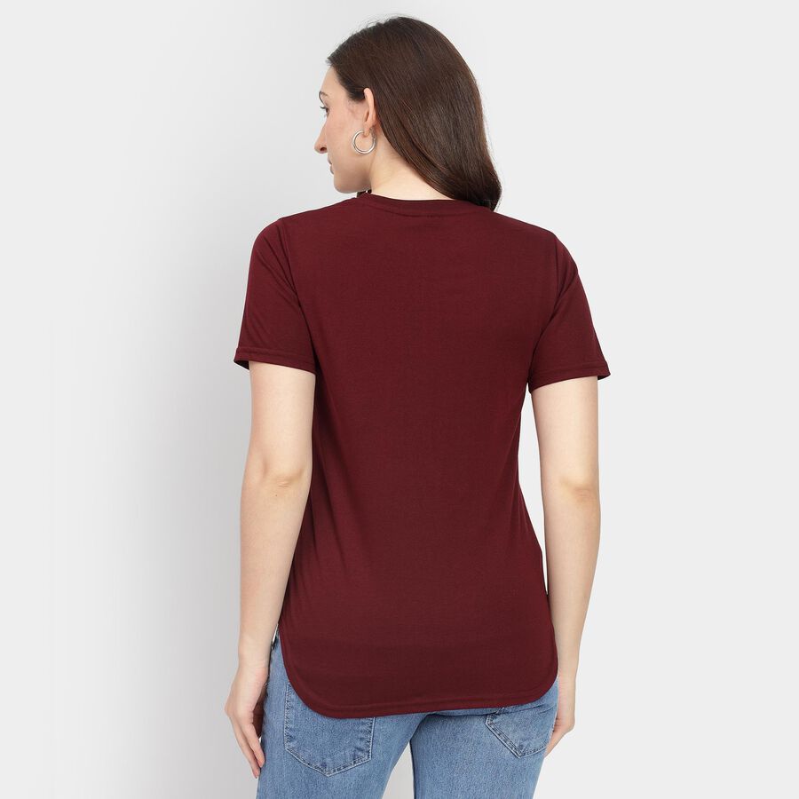Ladies' Round Neck T-Shirt, Wine, large image number null