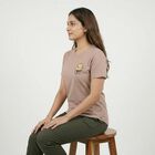 Women's Brown Cotton Round Neck Casual T-Shirt, Brown, small