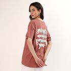 Women's Pink Cotton Round Neck Casual T-Shirt, गुलाबी, small