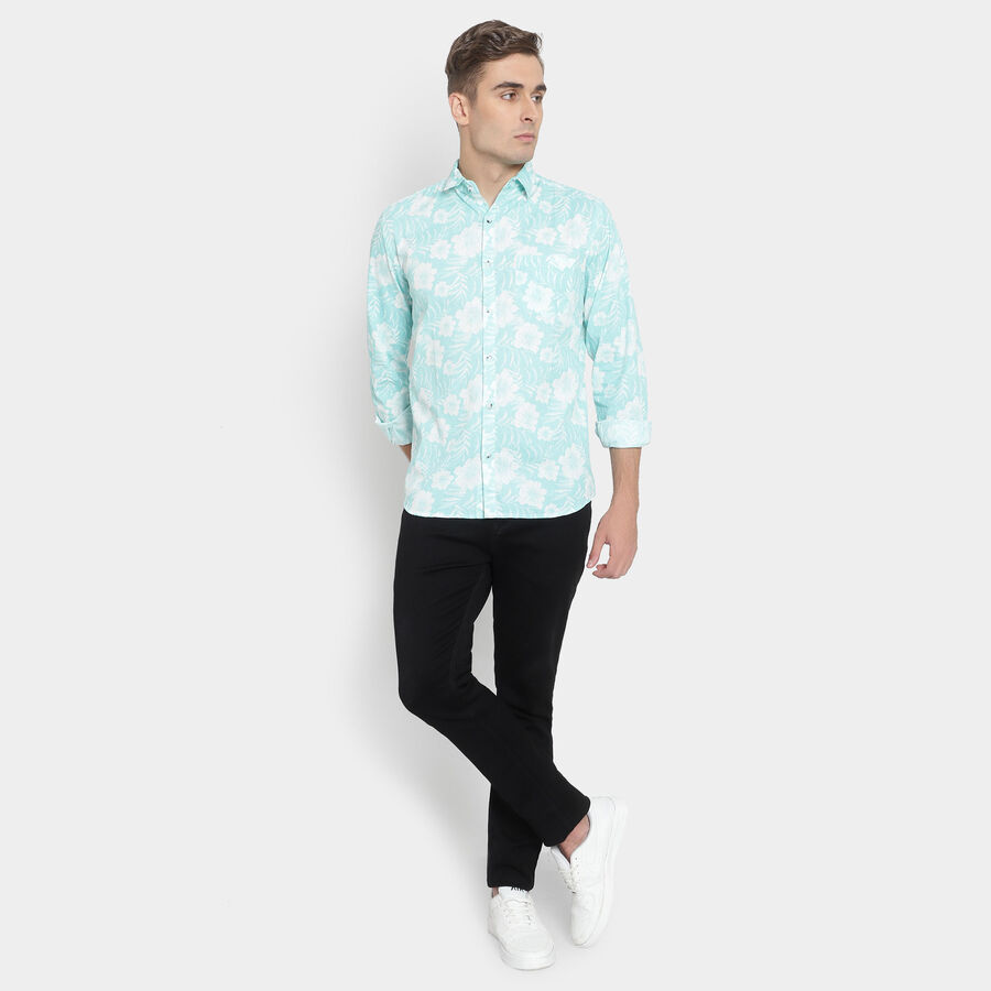 Cotton Printed Casual Shirt, Light Green, large image number null