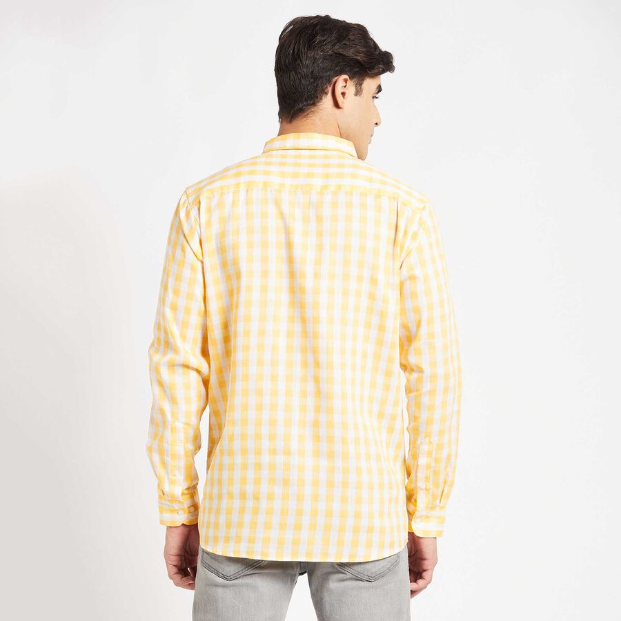 Checks Slim Fit Casual Shirt, Yellow, large image number null