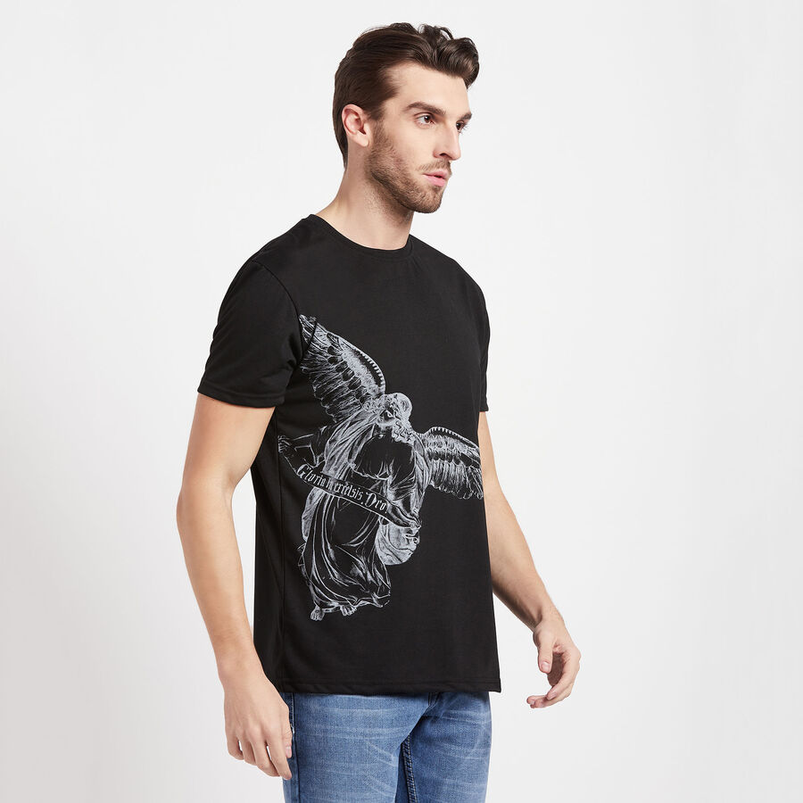 Round Neck T-Shirt, Black, large image number null