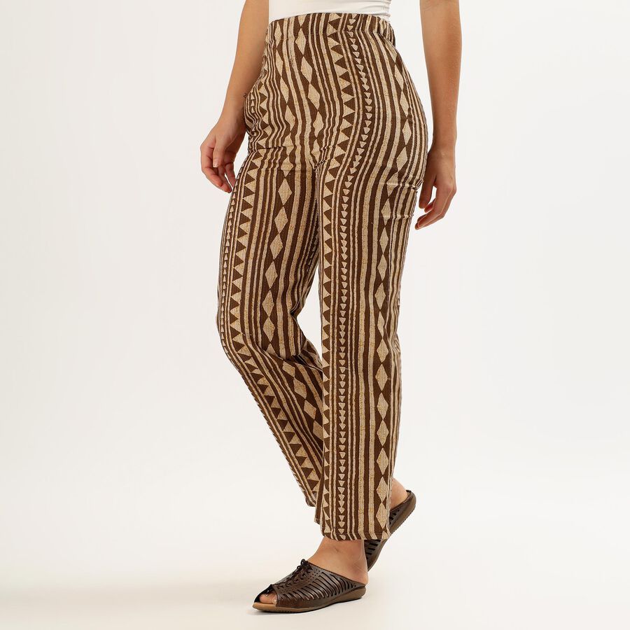 Women's Brown Regular Fit Geometric Pattern Palazzos, Brown, large image number null
