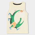 Boys' Light Mustard Yellow Round Neck Sleeveless T-Shirt, Yellow, small