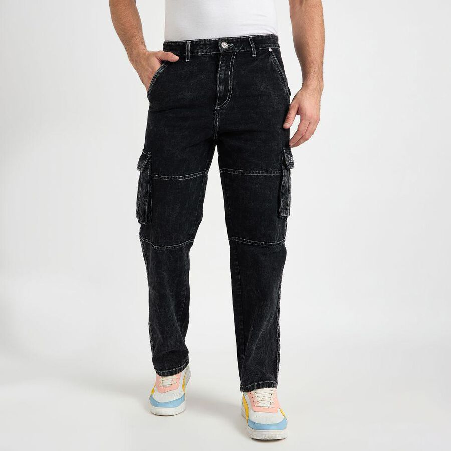 Men's 100% Cotton Skinny Jeans , Black, large image number null