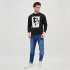 Men's Jet Black Crew Neck Graphic Sweatshirt, Black, small image number null