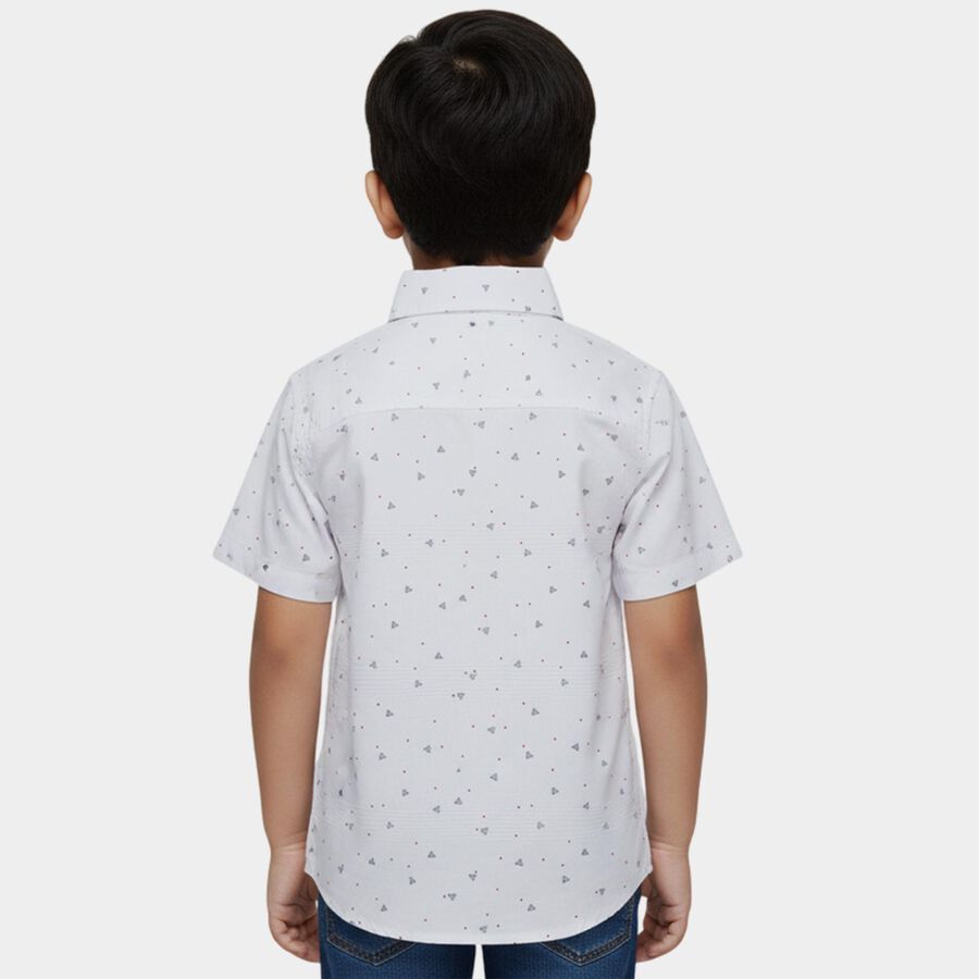 Boys White Cotton Half Sleeve Classic Casual Shirt, White, large