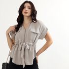 Women's Light Grey Half Sleeve Classic Casual Shirt, Light Grey, small
