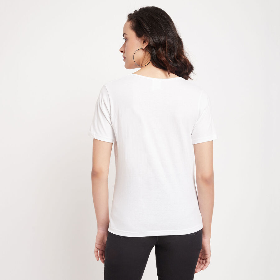 Cotton Round Neck T-Shirt, White, large image number null