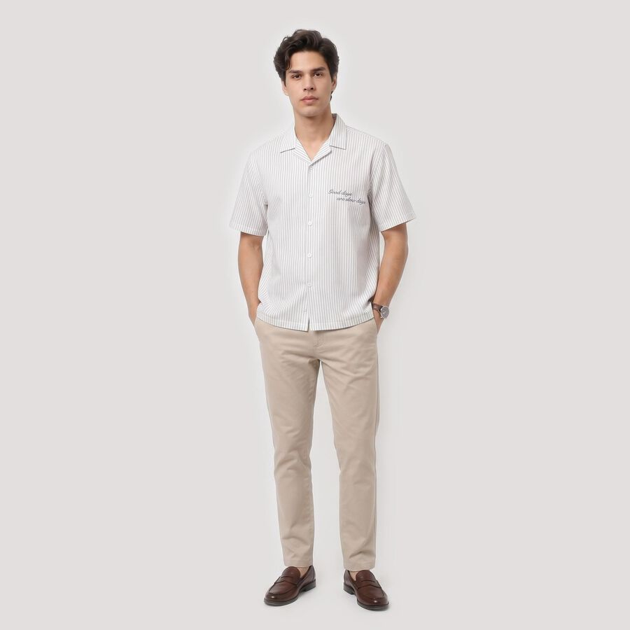 Men's Pink Cotton Camp Collar Casual Shirt, Pink, large