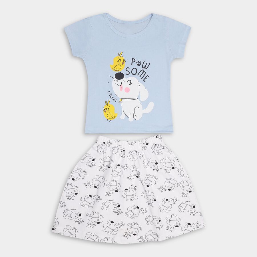 Girls' Top Skirt , Light Blue, large image number null