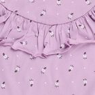 Girls' Purple Cotton Round Neck Graphic Print T-Shirt, Lilac, small